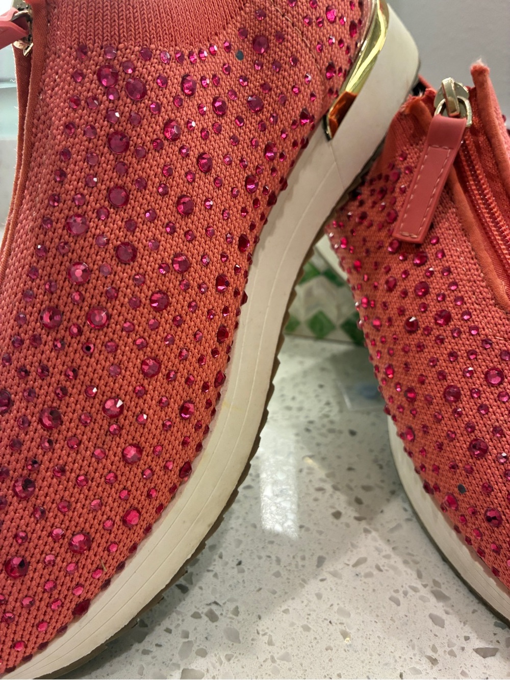 Kenneth Cole Reaction Coral Knit Slip-On Sneakers with Gold Trim - Picture 3 of 8